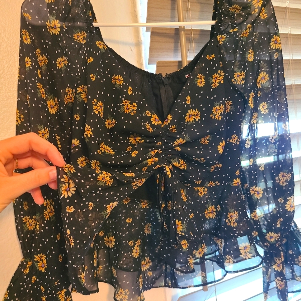 Black and yellow blouse